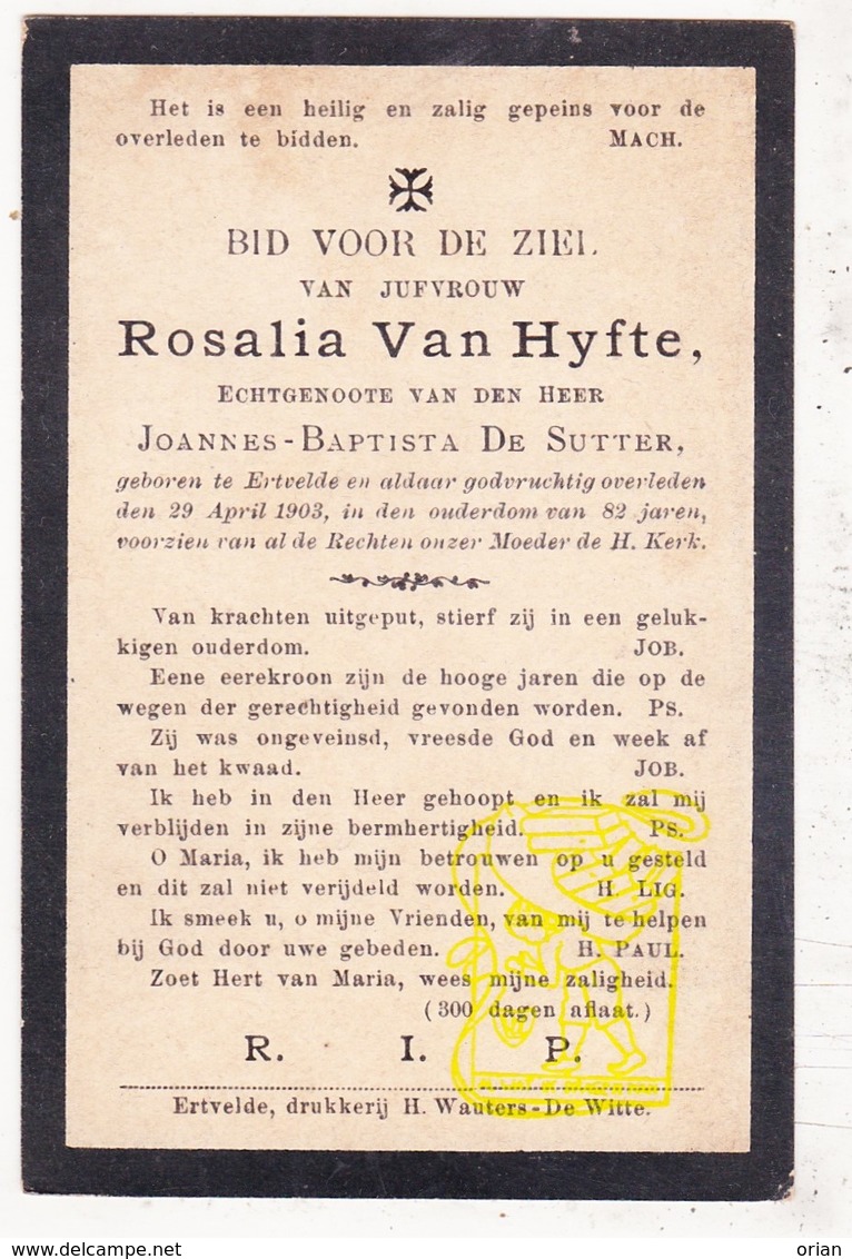 DP Rosalie Van Hyfte ° Ertvelde Evergem † 1903 X JB. De Sutter - Images Religieuses