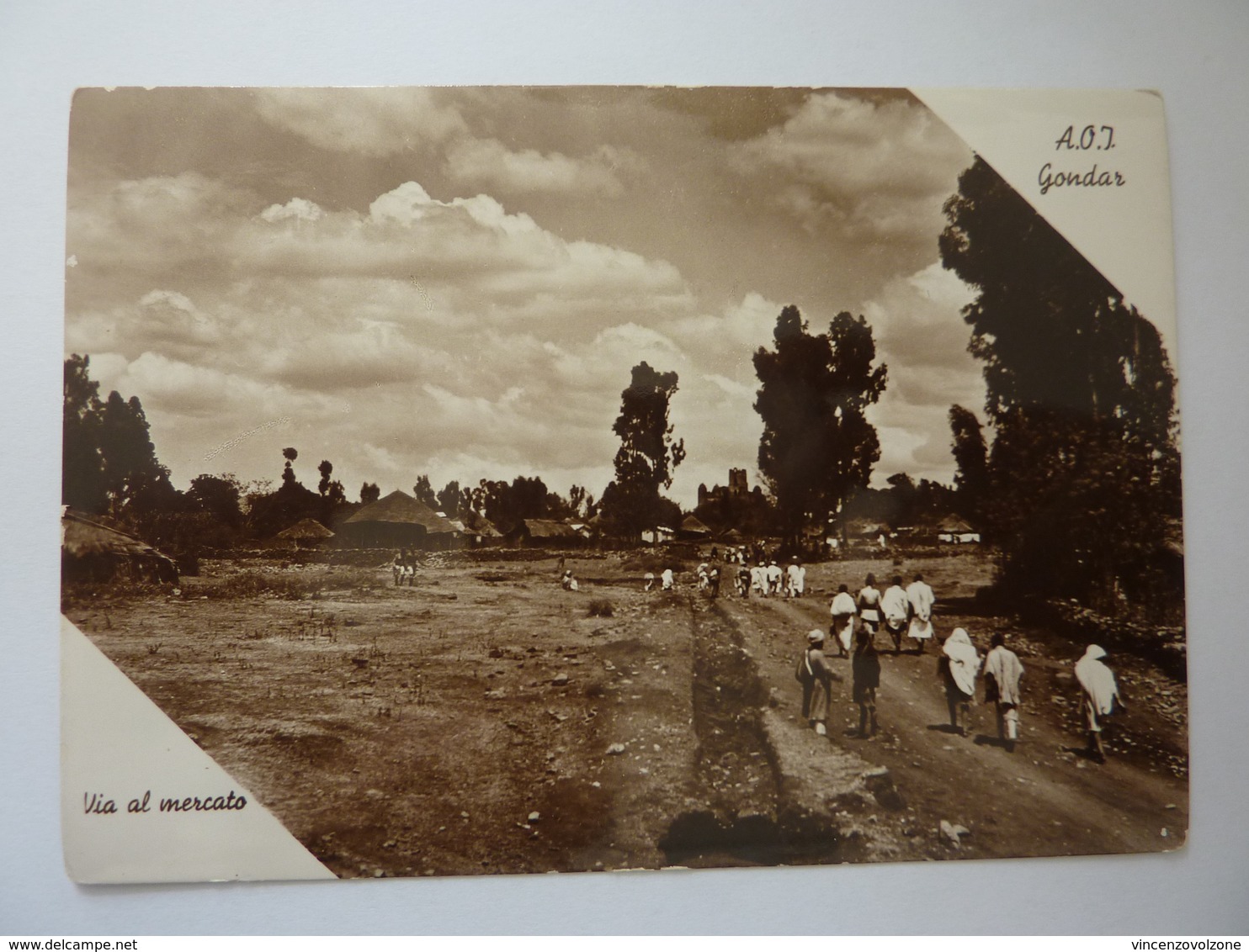 Cartolina "A.O.I.  Gondar VIA  AL MERCATO   Foto Edizione Gilli, Gondar Anni '30 - Etiopia