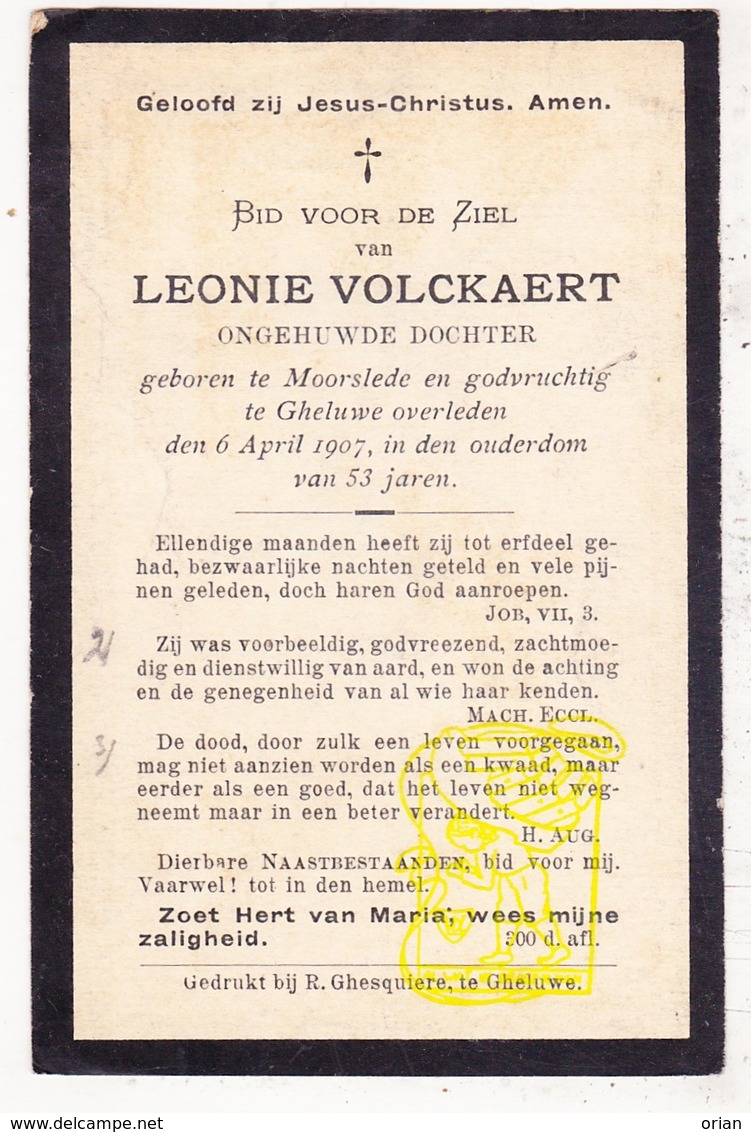 DP Leonie Volckaert ° Moorslede 1854 † Geluwe Wervik 1907 - Images Religieuses
