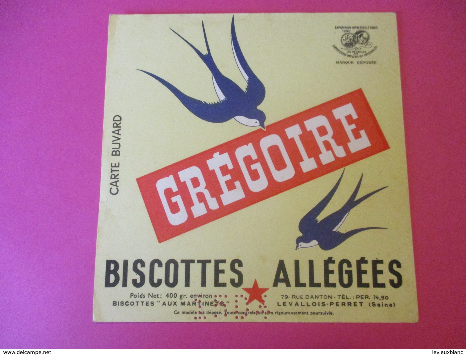 3 Buvards /Biscottes/GREGOIRE/Biscottes Allégées/Biscottes Aux Martinets/Levallois-Perret/ Seine/Vers 1940-60  BUV401 - Bizcochos