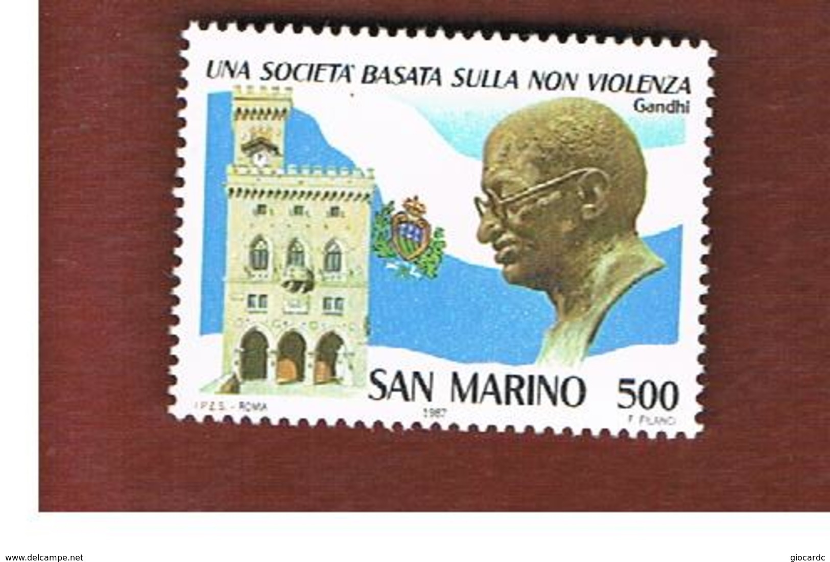 SAN MARINO - UNIF. 1215  - 1987  GANDHI: LA NON VIOLENZA   -    MINT** - Neufs