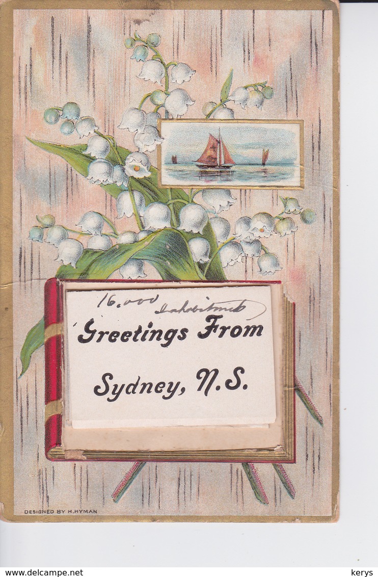 Bouquet De Muguet En Relief Et 10 Vues En "accordeon Sur La Ville " :  Greetings From Sydney , N.S. - Cape Breton