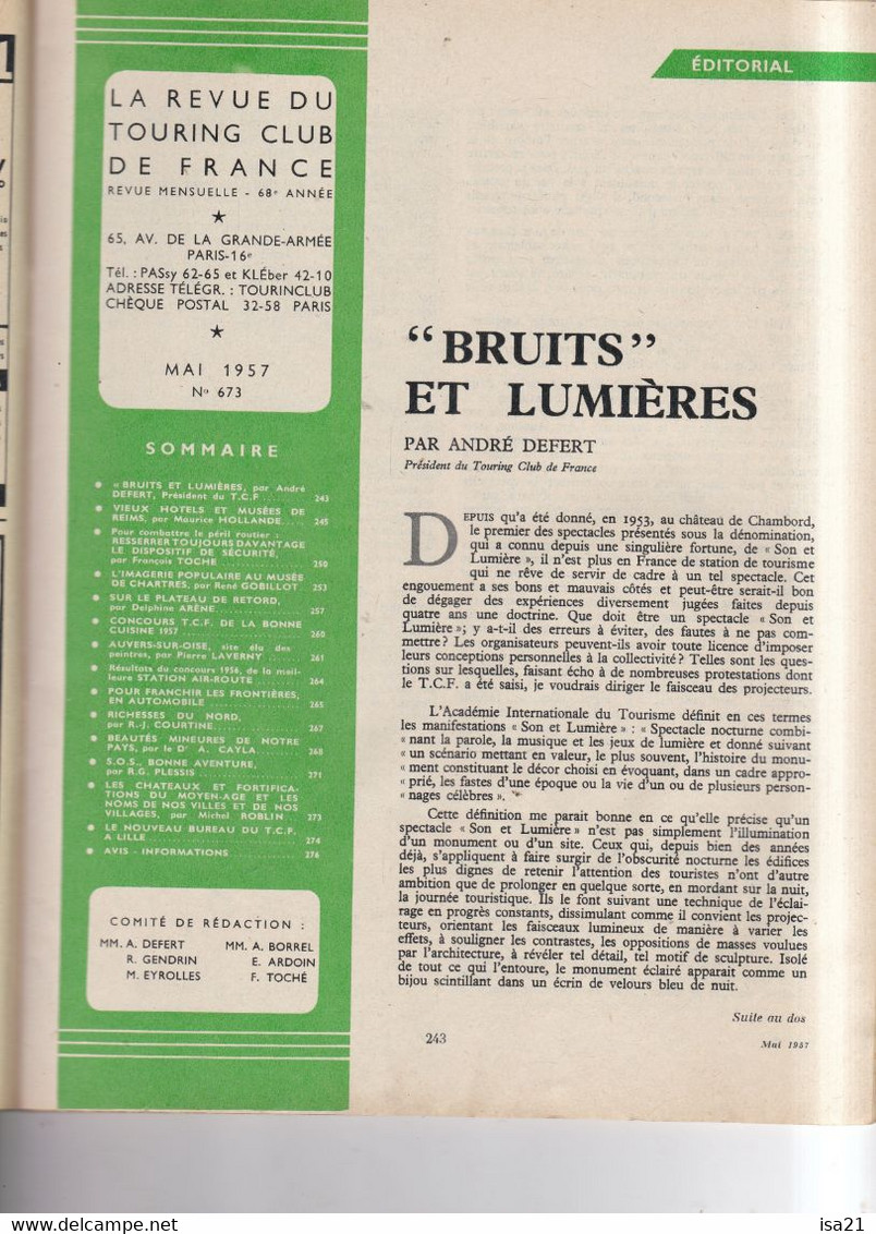 La Revue Du Touring Club 1957 Mai: Le Tour Du Mont-Blanc, Reims, Retord, Auvers Sur Oise, - Tourisme & Régions