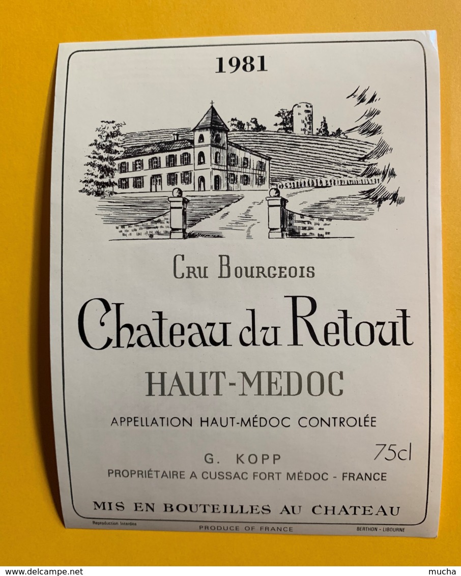 9840 - Château Du Retout 1981 Haut-Médoc - Bordeaux