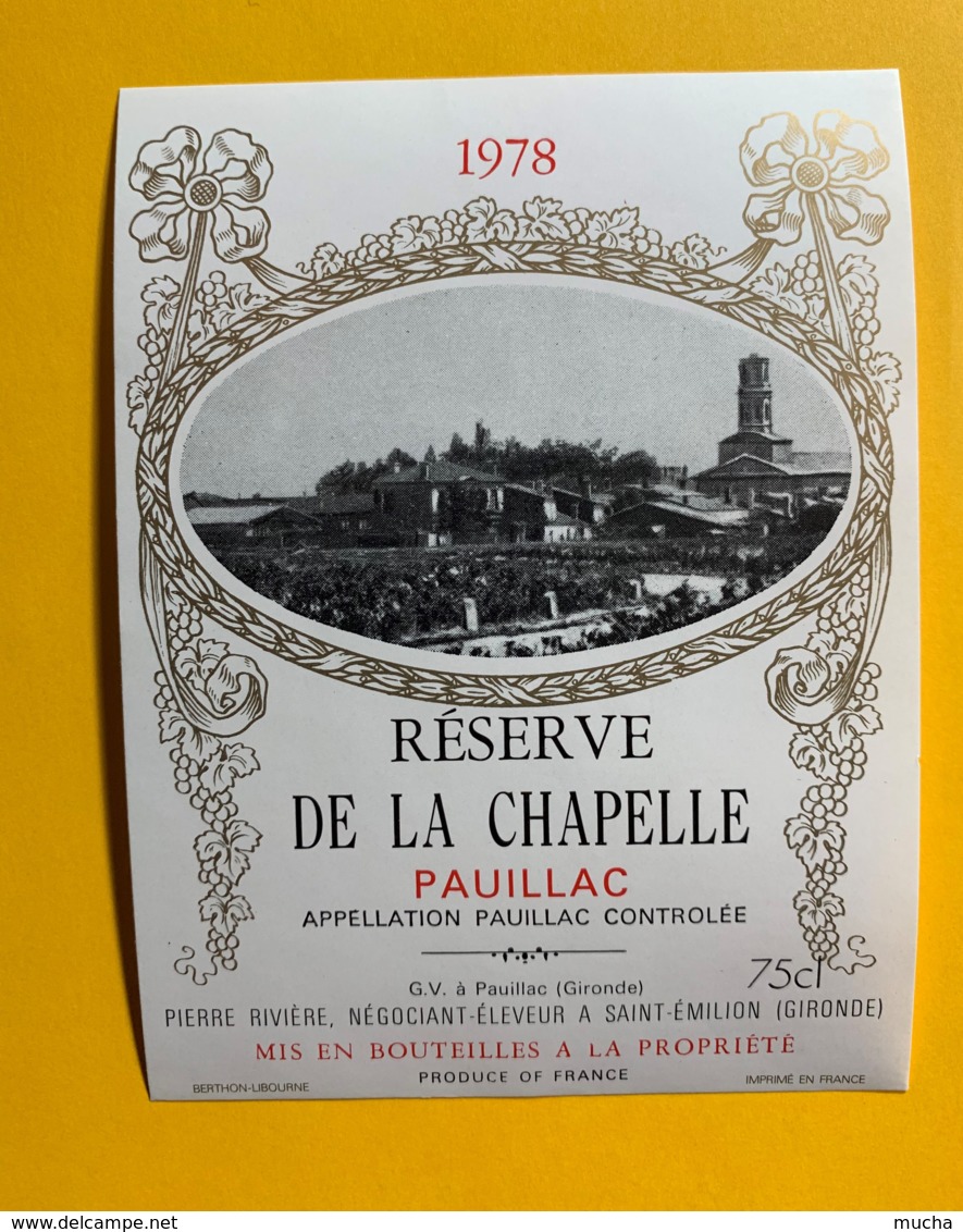 9845 - Réserve De La Chapelle 1978 Pauillac - Bordeaux