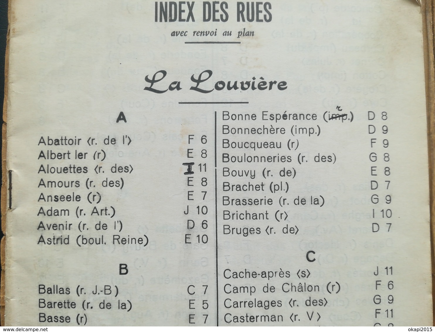 VIEUX PLAN DE LA LOUVIÈRE ET ENVIRONS  PAPIER JAUNI  COLLECTIONS CARTES PLAN DE VILLE - Otros Planes