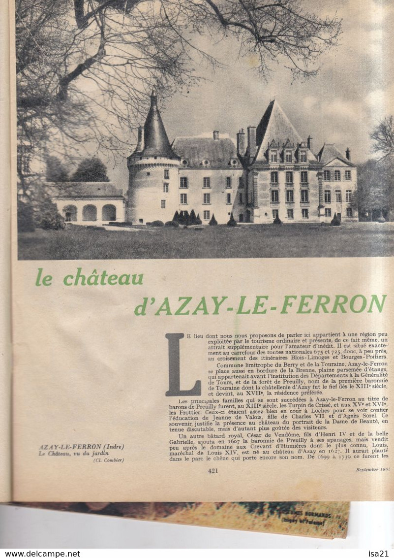 La Revue Du Touring Club 1955 Septembre: Costumes Normands, Azay Le Ferronde De Richelieu à Bois - Tourisme & Régions