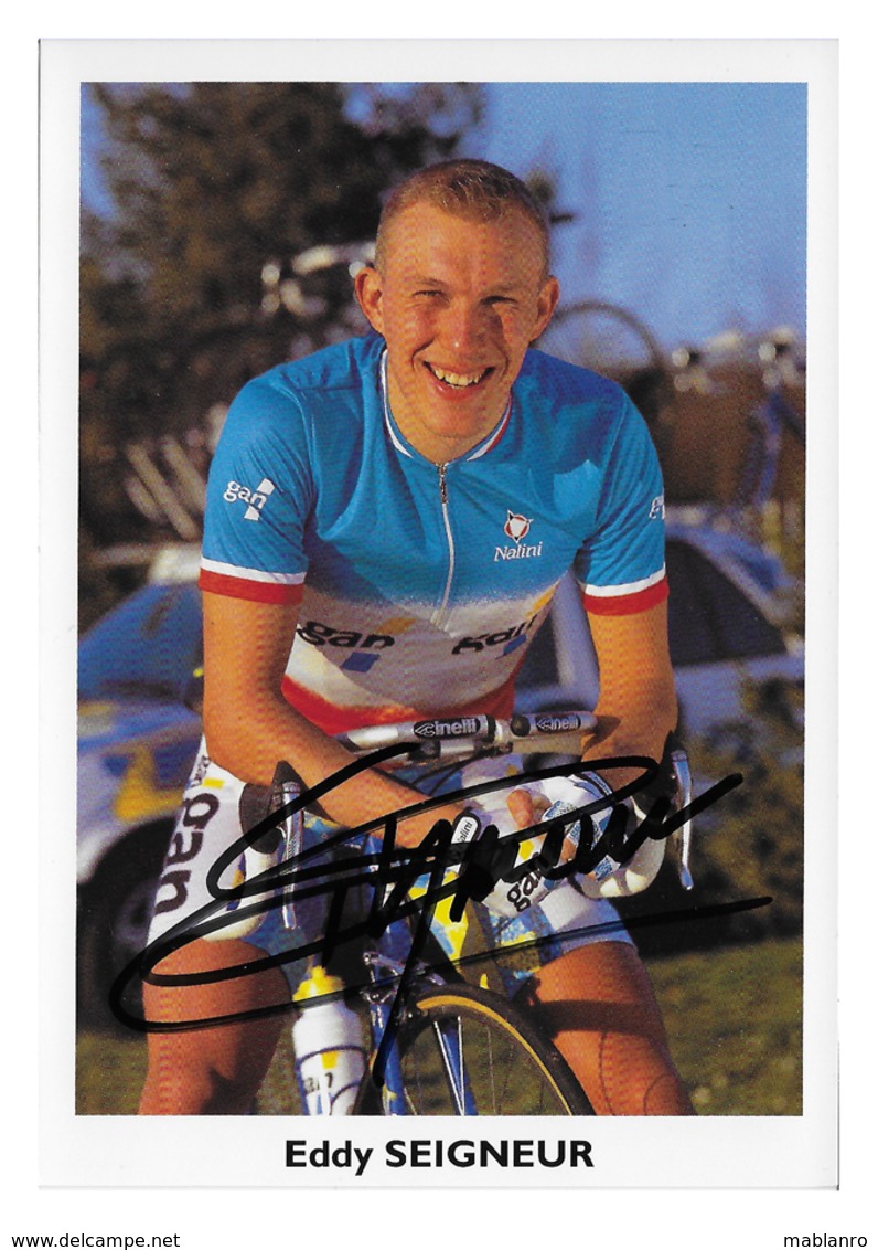 CARTE CYCLISME EDDY SEIGNEUR SIGNEE TEAM GAN 1996 - Cyclisme