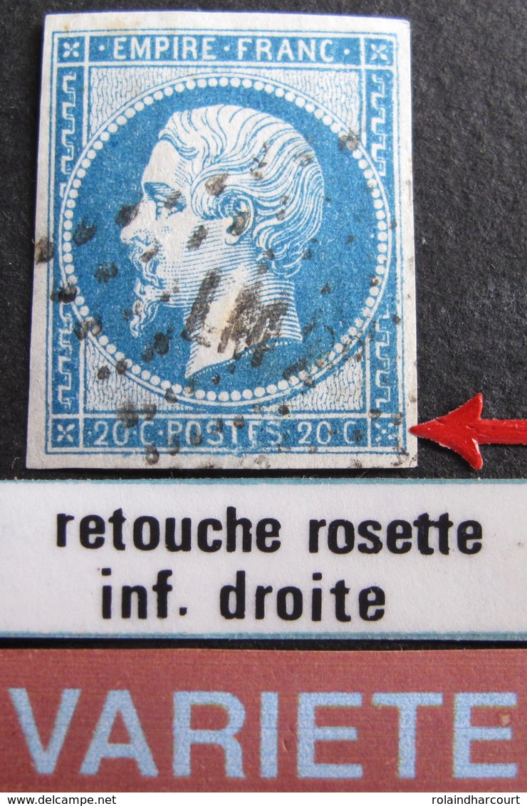 R1917/21 - NAPOLEON III N°14B - Cachet AMBULANT " LM 2° " - VARIETE ➤➤➤ Retouche Rosette Inf. Droite - 1853-1860 Napoléon III