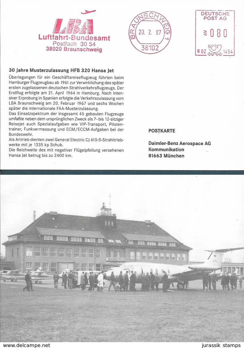 MUSTERZULASSUNG HFB 320 HANSA JET   - 30  ANNIVERSARY COMMEMORATIVE CARD - Flugzeuge