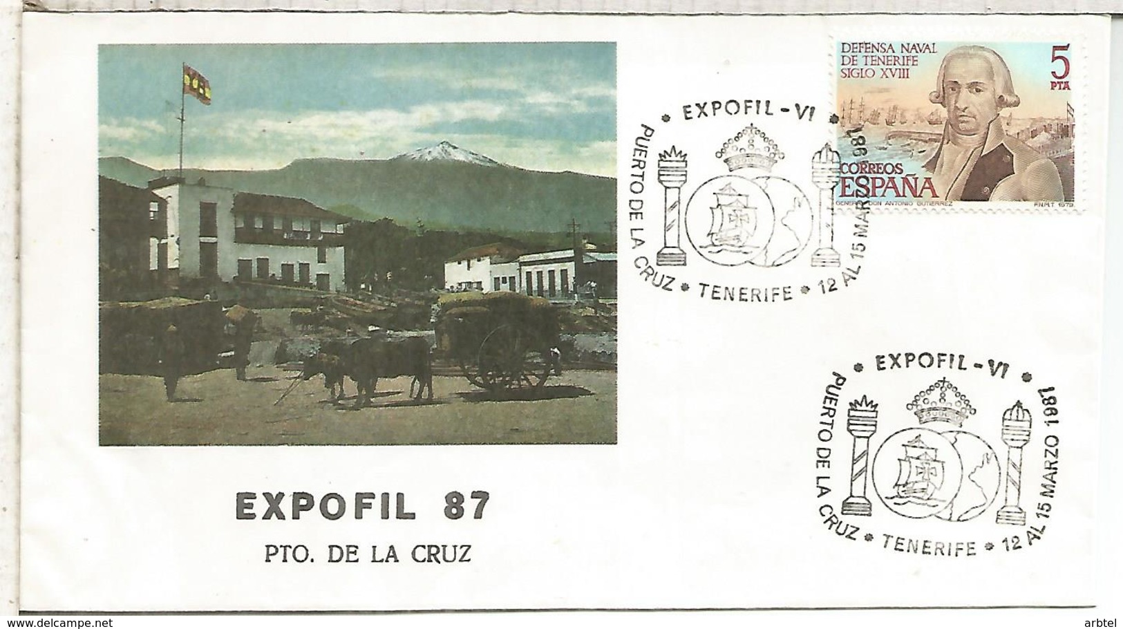 PUERTO DE LA CRUZ TENERIFE 1987 EXPOFIL VI - Storia Postale