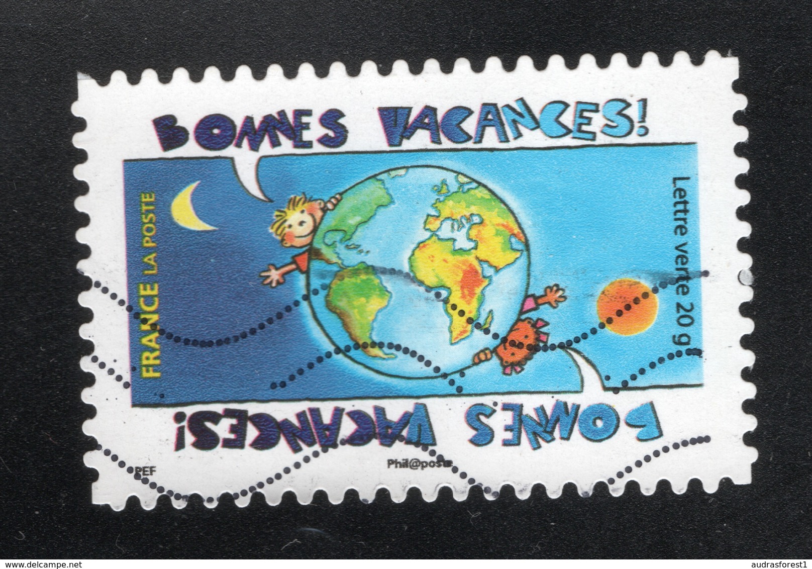 2014 BONNES VACANCES Timbre Oblitéré  De FRANCE CARTE DU MONDE - Oblitérés