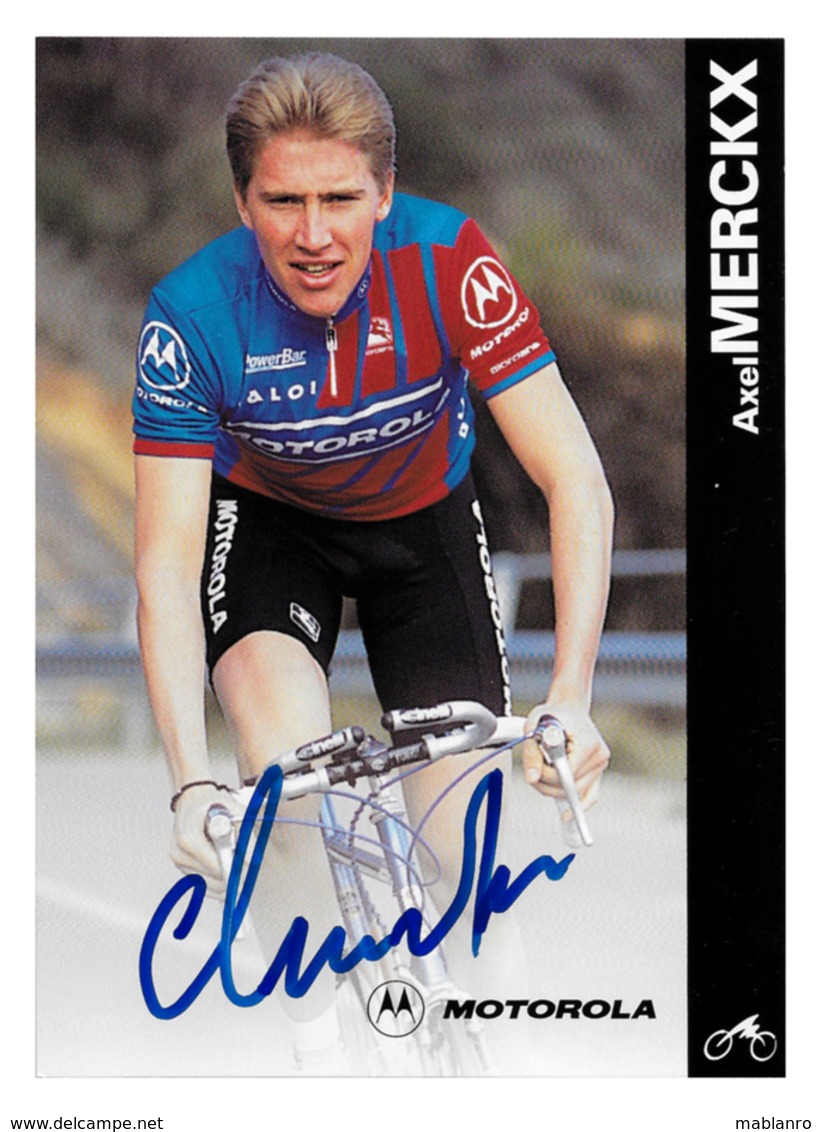 CARTE CYCLISME AXEL MERCKX SIGNEE TEAM MOTOROLA 1996 - Cyclisme