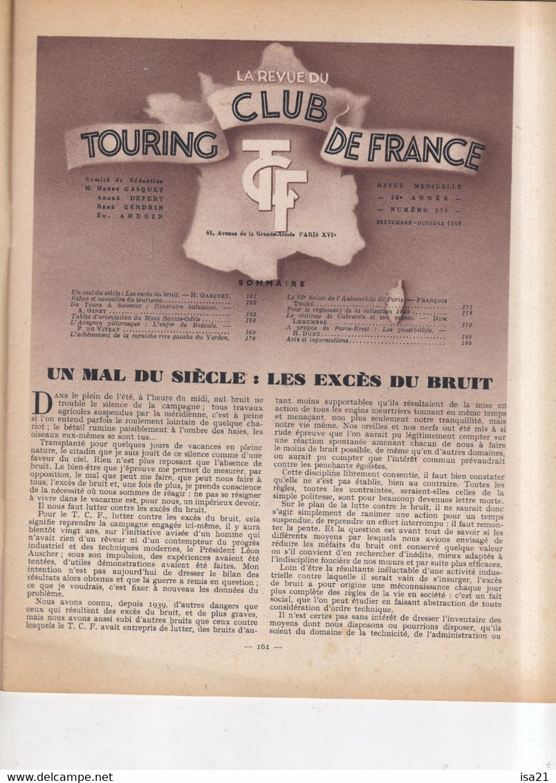 La Revue Du Touring Club 1948 Septembre-Octobre, Le Grand-Bornand, De Tours à Saumur, Mont Ste Odile, La 4cv Renault - 1900 - 1949