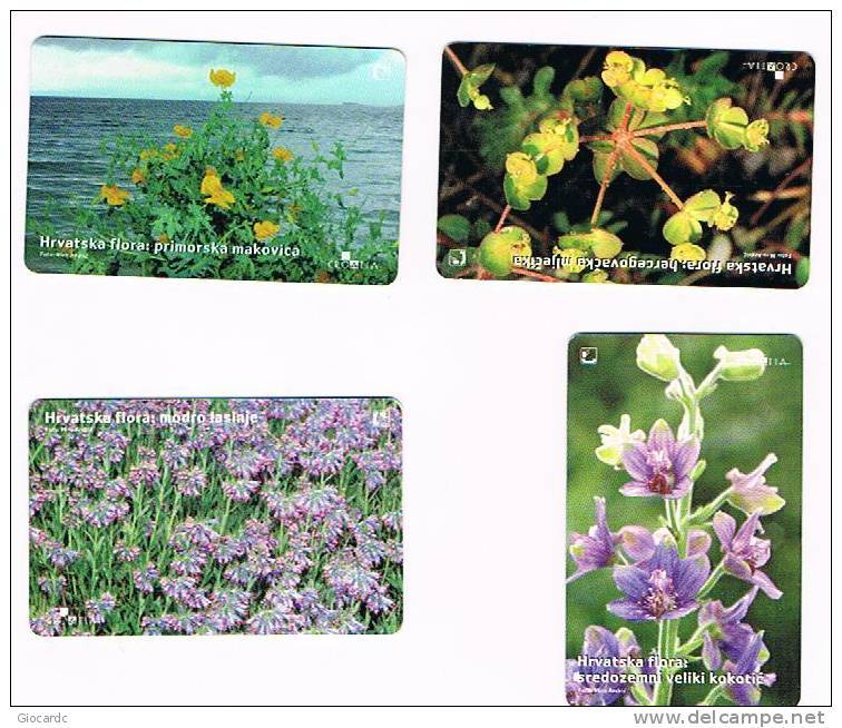 CROAZIA (CROATIA) - CHIP  -  HT 2004 CROATIAN FLORA: COMPLET SET OF 4  12/06 WITH TIRAGE     - USED - RIF. 6664 - Fiori