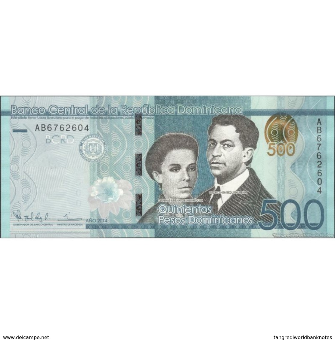 TWN - DOMINICAN REPUBLIC 192a - 500 Pesos Dominicanos 2014 Prefix AB - Signatures: Albizu & Mézquita UNC - Repubblica Dominicana