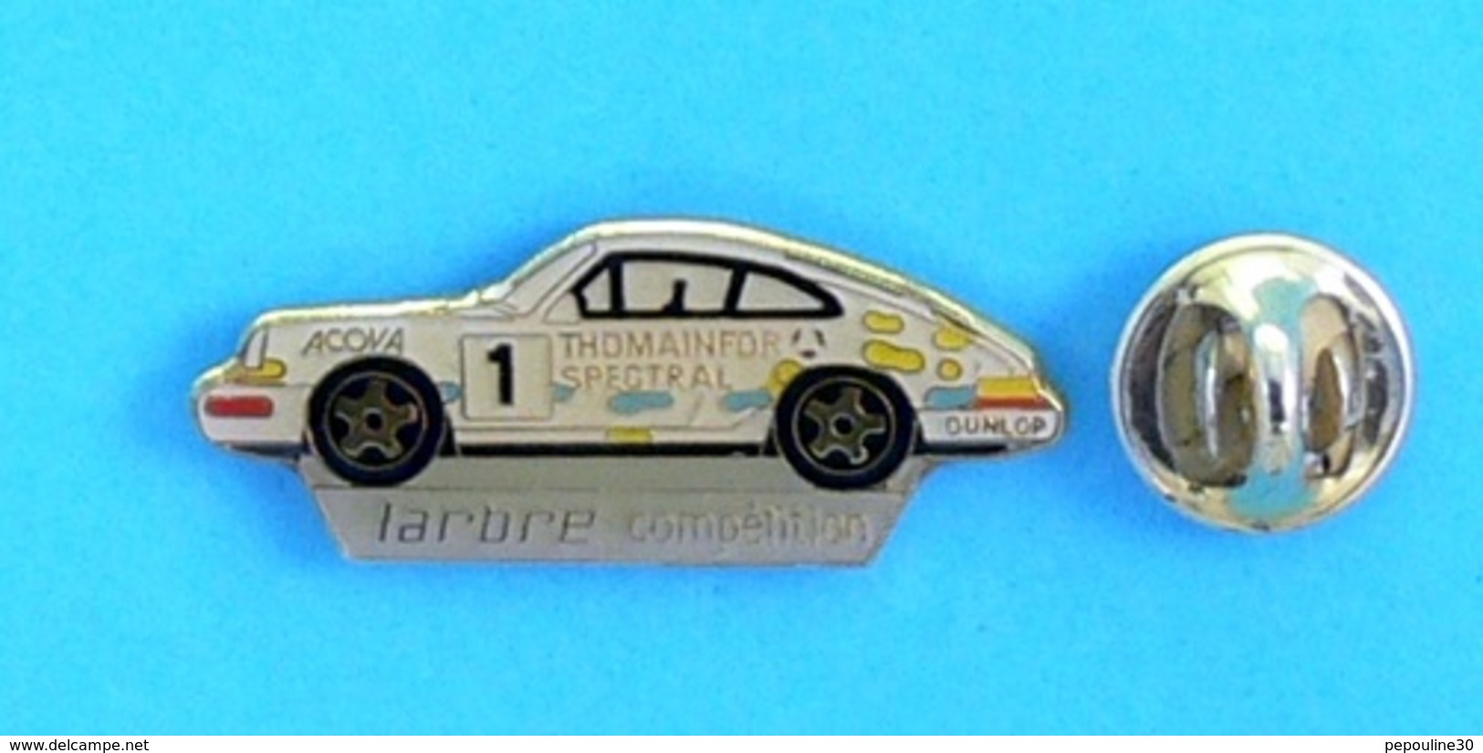 1 PIN'S //   ** PORSCHE 911 CARRERA N°1 / LARBRE COMPÉTITION / THOMAINFOR SPECTRAL / ACOVA / DUNLOP ** - Porsche