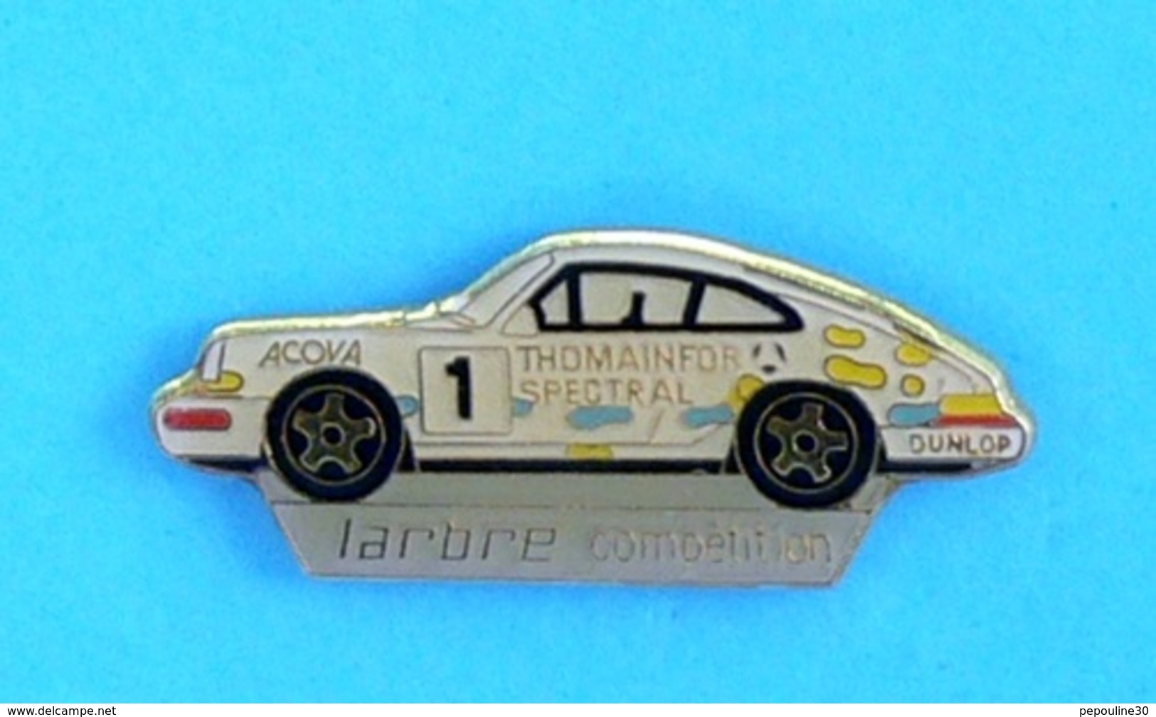 1 PIN'S //   ** PORSCHE 911 CARRERA N°1 / LARBRE COMPÉTITION / THOMAINFOR SPECTRAL / ACOVA / DUNLOP ** - Porsche