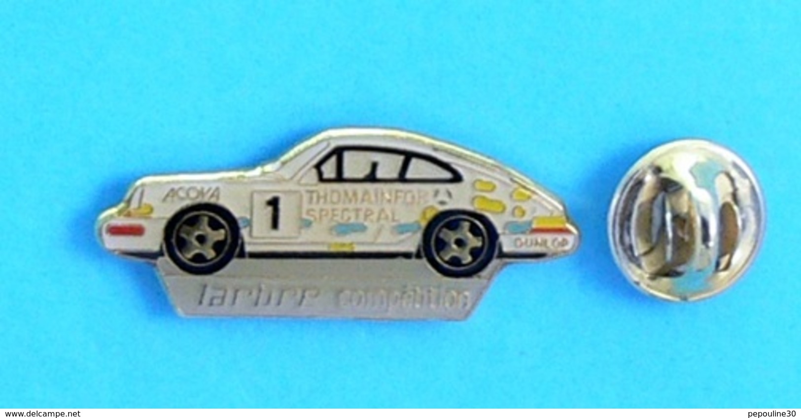 1 PIN'S //   ** PORSCHE 911 CARRERA N°1 / LARBRE COMPÉTITION / THOMAINFOR SPECTRAL / ACOVA / DUNLOP ** - Porsche