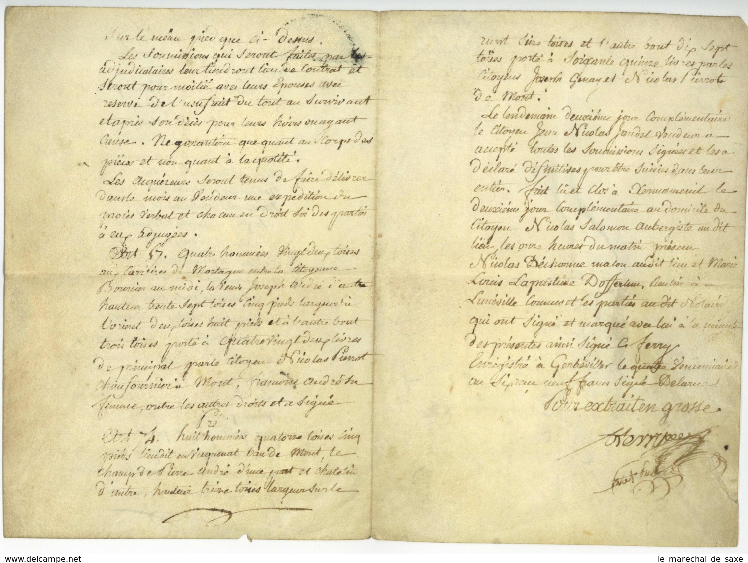 1797 GERBEVILLER Meurthe Jaudel Champel Pierrot Chaufournier Mont 1er Jour Complementaire V - Manuscrits