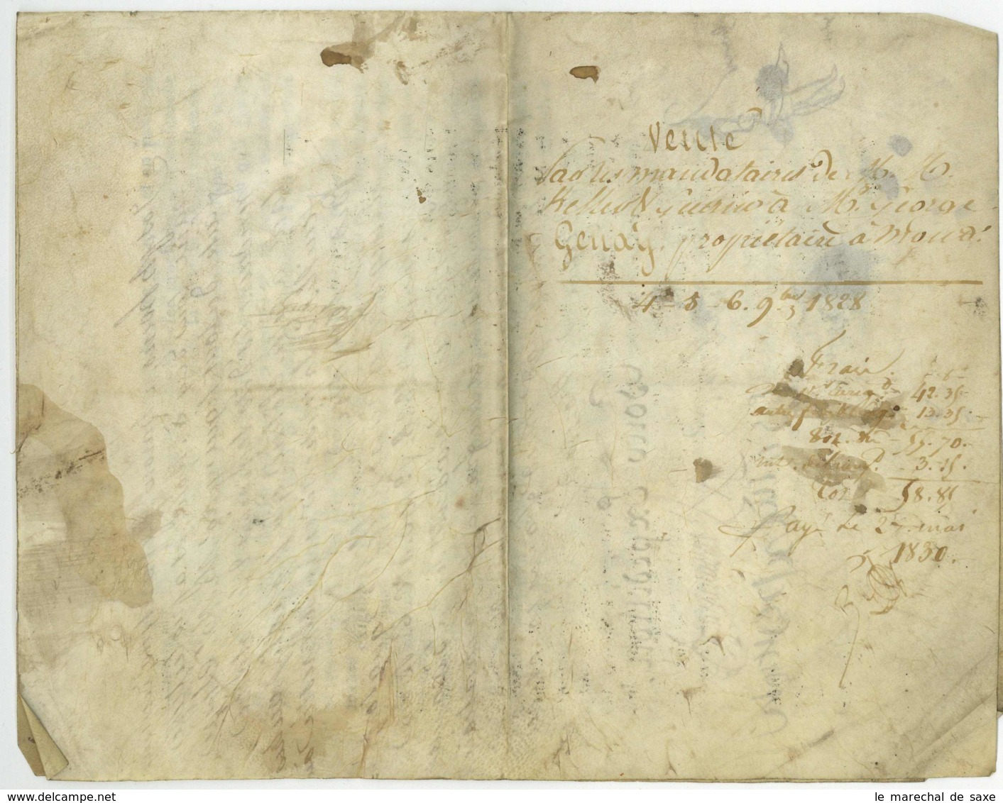 1828 MONT Meurthe Genay LUNEVILLE Meurthe Spire Keller Guerin Vente Morville - Manuscripts