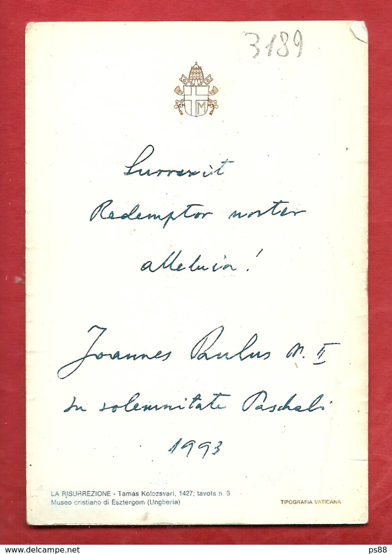 PS88---SANTINO VATICANO CON GLI AUGURI DI SAN GIOVANNI PAOLO II PASQUA 1993----2 SCANS - Religion & Esotérisme