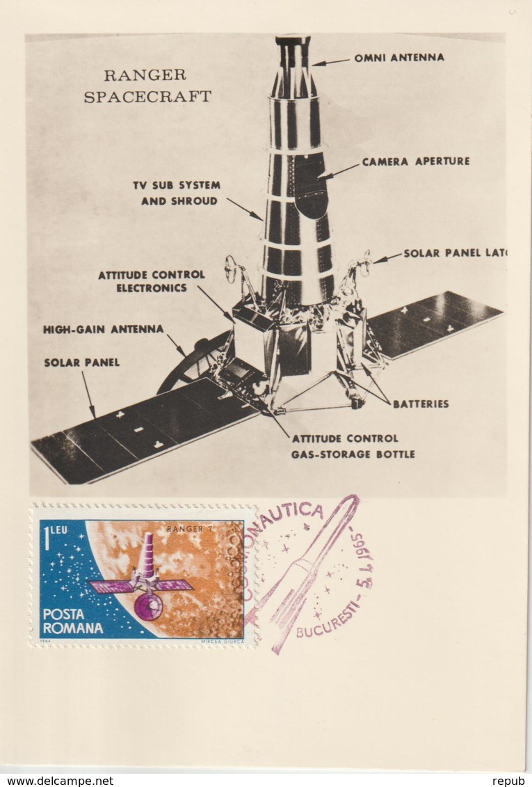 Roumanie Carte Maximum 1965 Espace Ranger 2095 - Maximumkaarten