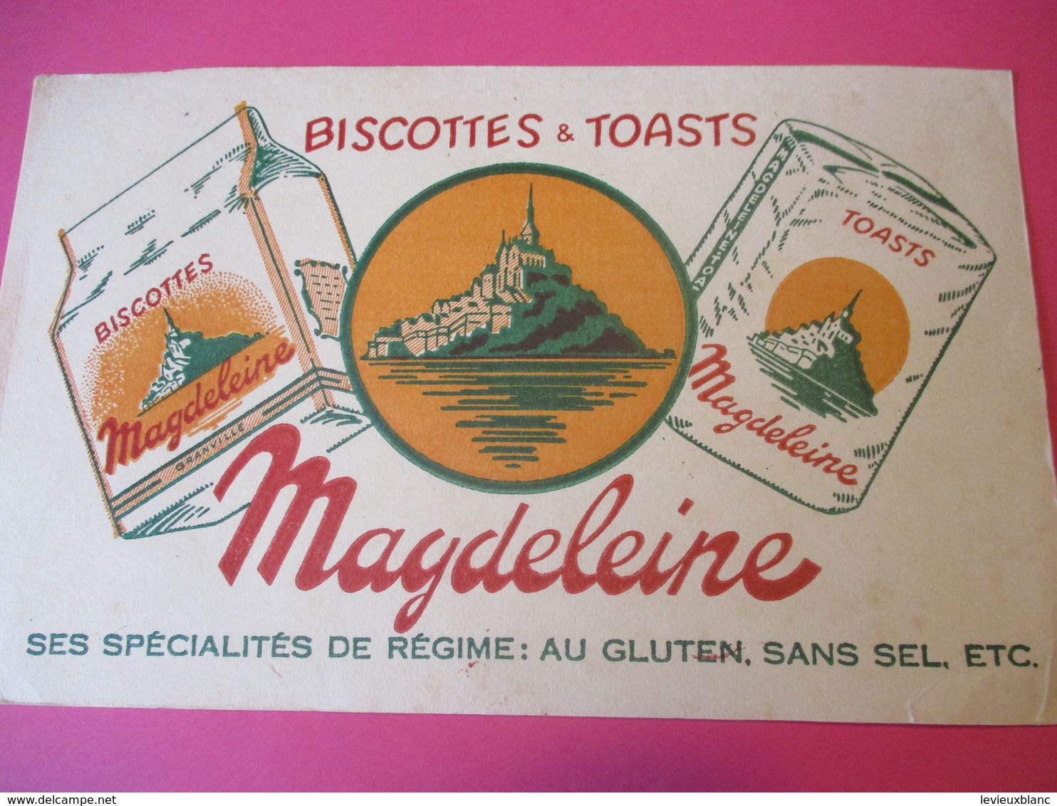 Buvard /Biscottes Et Toasts/MAGDELEINE/Au Gluten , Sans Sel/GRANVILLE/Manche / NORMANDIE/Vers 1940-60  BUV402 - Zwieback