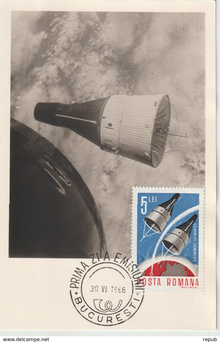 Roumanie Carte Maximum 1966 Espace Gemini VI Et VII 2209 - Cartes-maximum (CM)