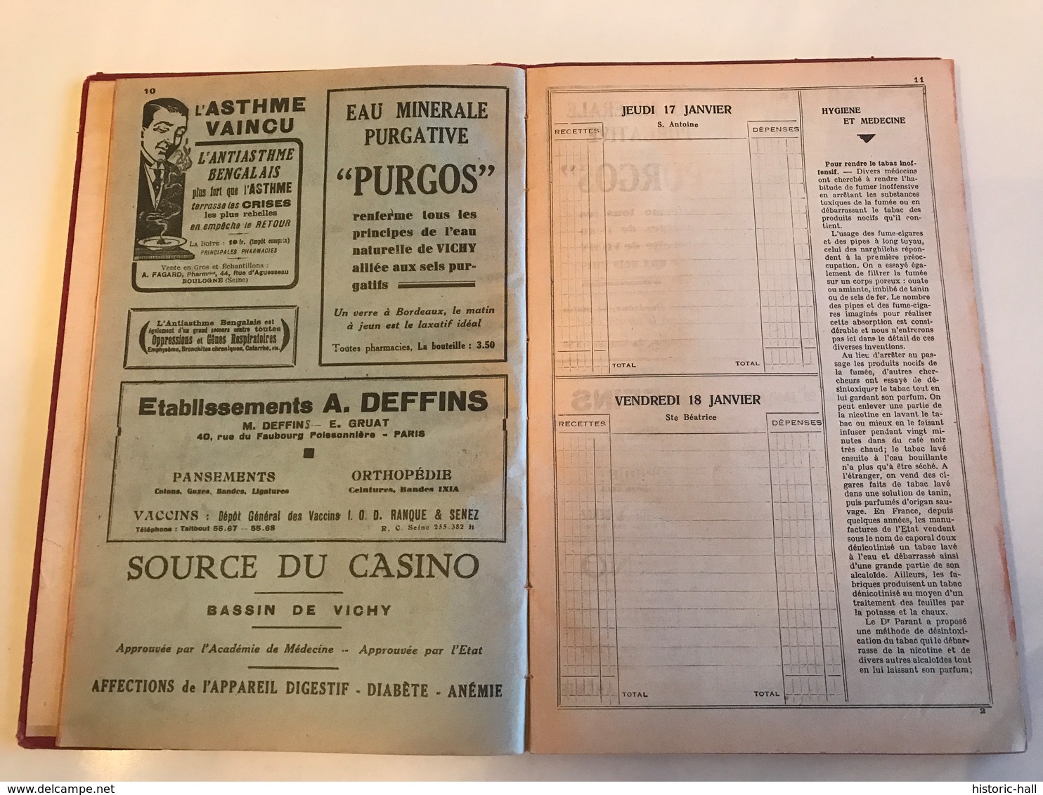 Agenda 1935 « Grande Pharmacie Du Progrès » BOURG EN BRESSE - Autres & Non Classés