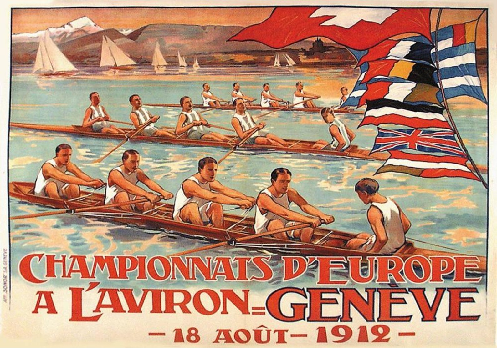 Swiss Travel Postcard Championnats D'Europe A L'Aviron Genéve 1912 (v) - Reproduction - Advertising