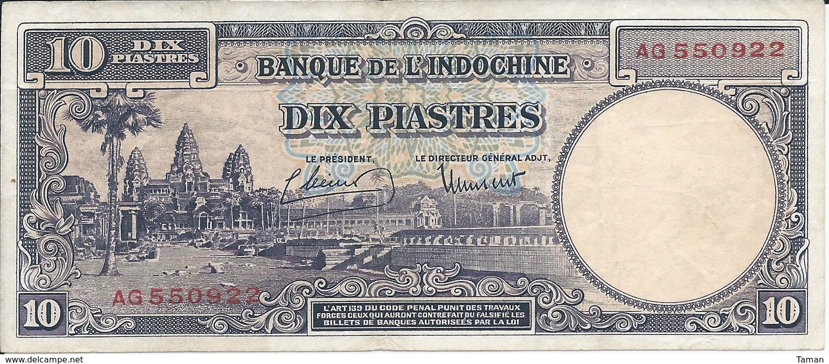 INDOCHINE  10 Piastres Nd(1947)  ** SUP ** - Indochina