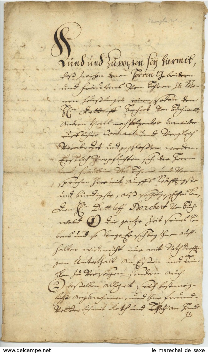 KLEIN HÄUSLINGEN Heidekreis 1705 Vgl Adel Burchardt VON BEHR U. Dettleff BORCHARD VON BUCHWALDT Wittloh Rauschenbusch - Manuscripts