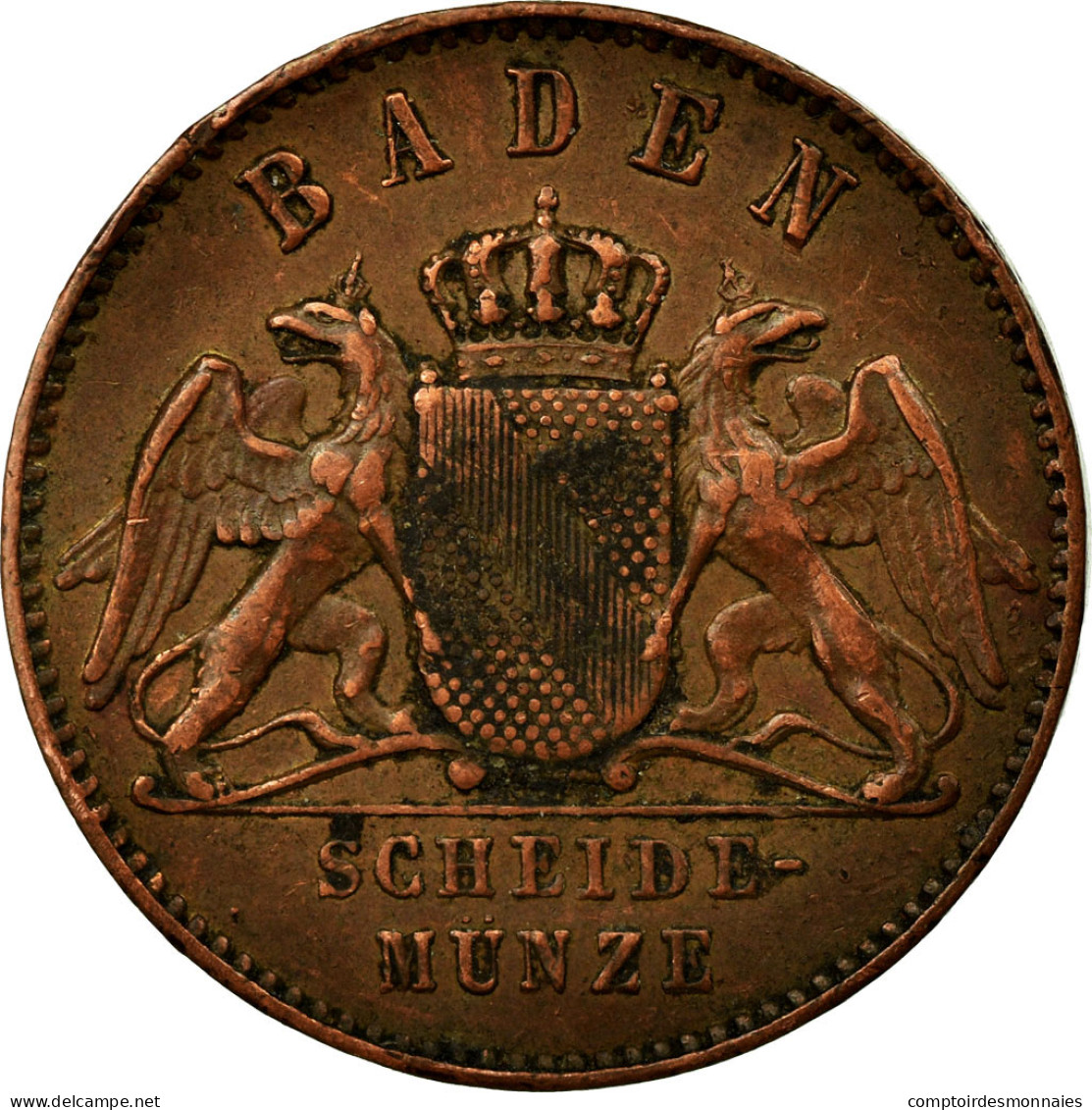 Monnaie, Etats Allemands, BADEN, Friedrich I, Kreuzer, 1869, TTB+, Cuivre - Groschen & Andere Kleinmünzen