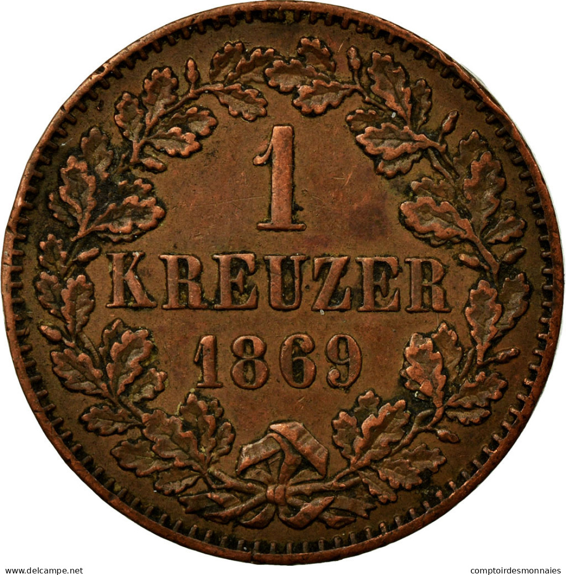 Monnaie, Etats Allemands, BADEN, Friedrich I, Kreuzer, 1869, TTB+, Cuivre - Groschen & Andere Kleinmünzen