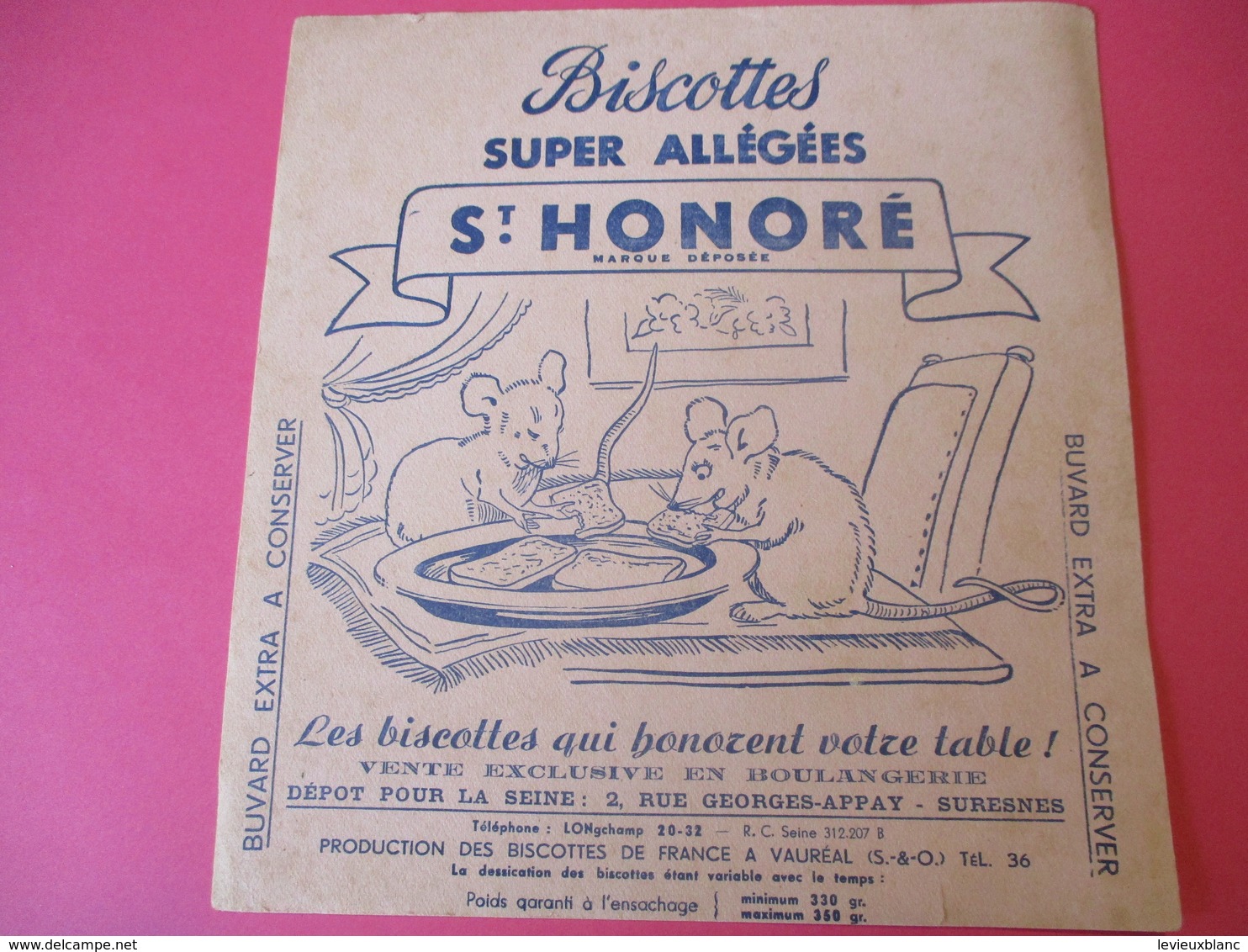 Buvard/Biscottes/St HONORE/Super Biscottes Allégées/Le Lion Et Le Rat/ VAUREAL/Donville/Vers 1940-60  BUV416 - Zwieback
