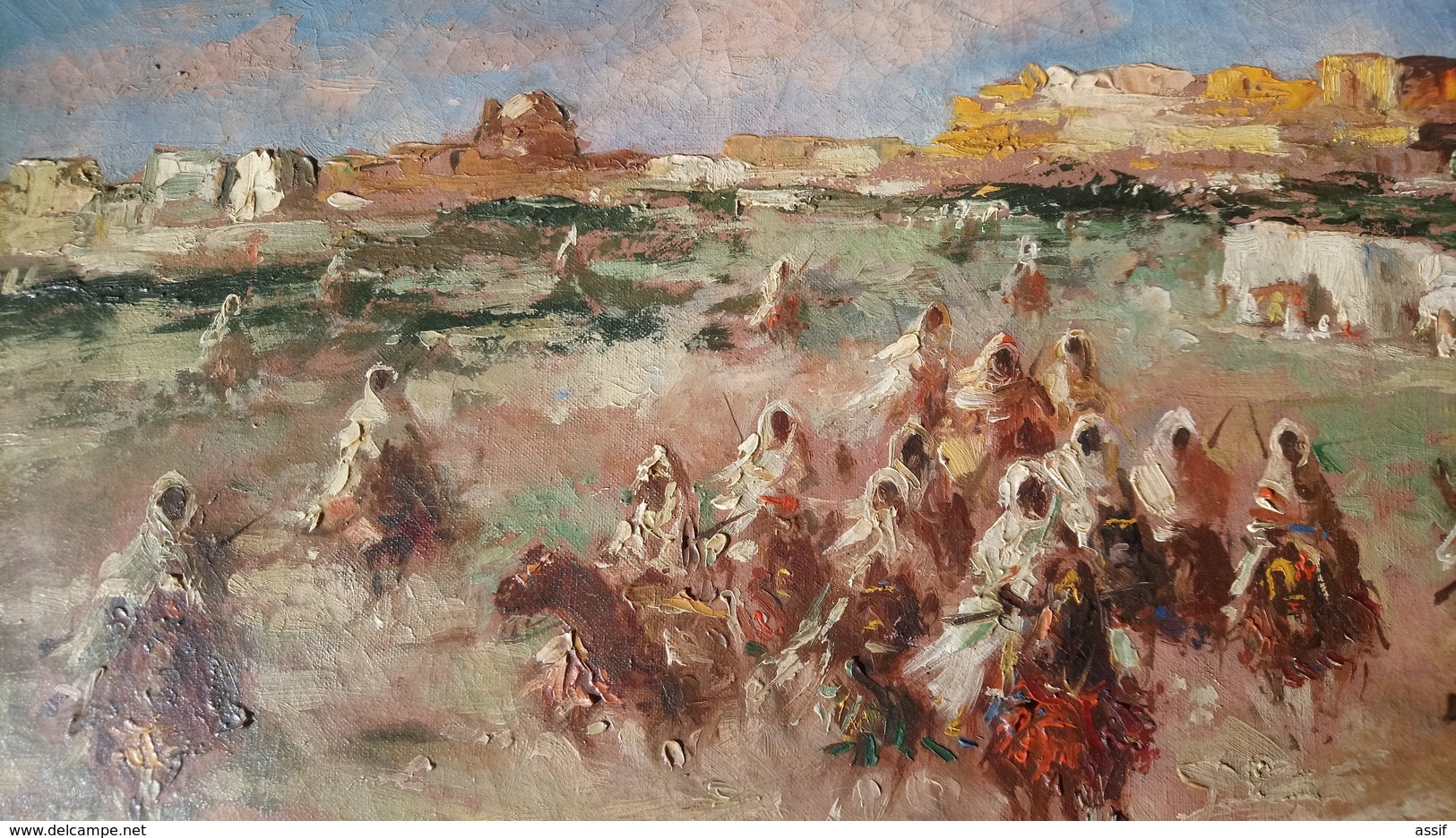 Mariano Marsal FORTUNY (1838 -1874) MAROC MOROCCO Fantasia Circa 1860 Huile Sur Toile. 30 X 55 Cm Env. /FREE SHIPPING R - Oils