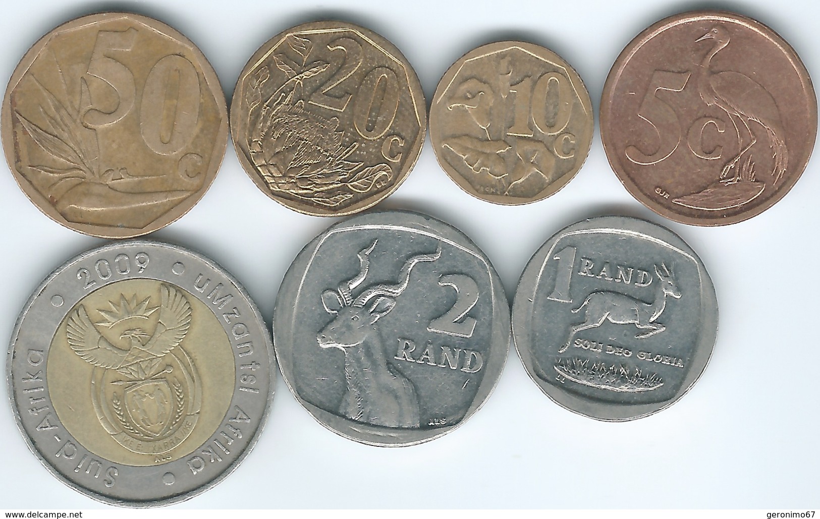 South Africa - 2009 - 5, 10, 20 & 50 Cents; 1, 2 & 5 Rand - Afrique Du Sud