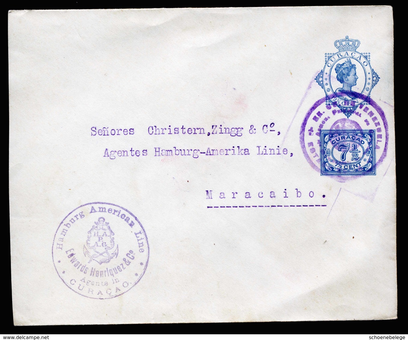 A5921) Curacao Netherlands Ship Letter 1921 To Maracaibo / Venezuela With Special Cancel - Niederländische Antillen, Curaçao, Aruba