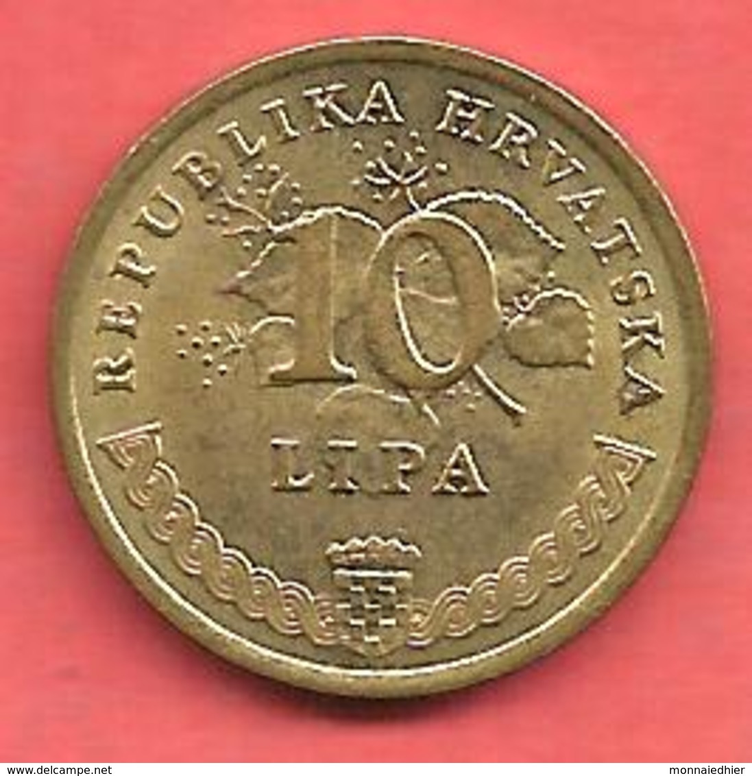 10 Lipa , CROATIE , Acier Plaqué Laiton , 2001 , N° KM # 6 - Croatie