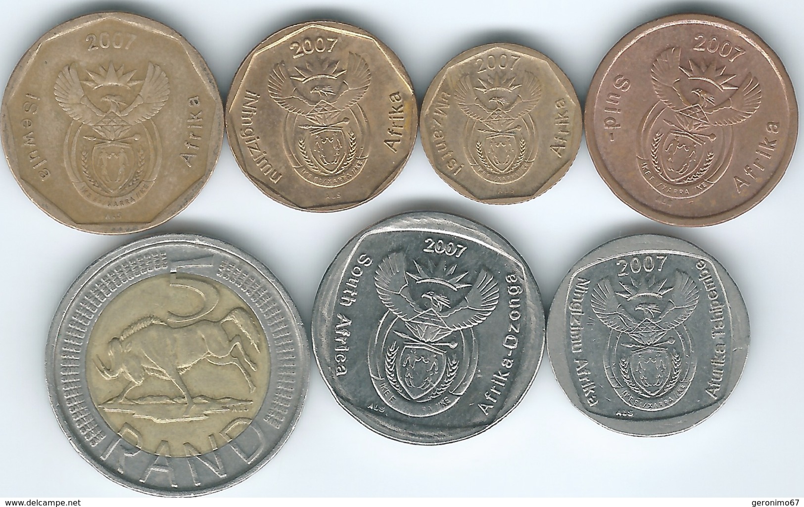 South Africa - 2007 - 5, 10, 20 & 50 Cents; 1, 2 & 5 Rand - Afrique Du Sud