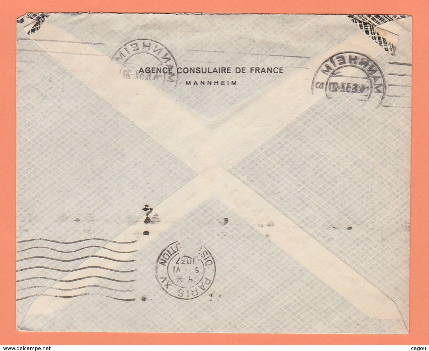 LETTRE ALLEMAGNE DE L'AGENCE CONSULAIRE DE FRANCE à MANNHEIM  POUR PARIS DE 1937 - Lettres & Documents