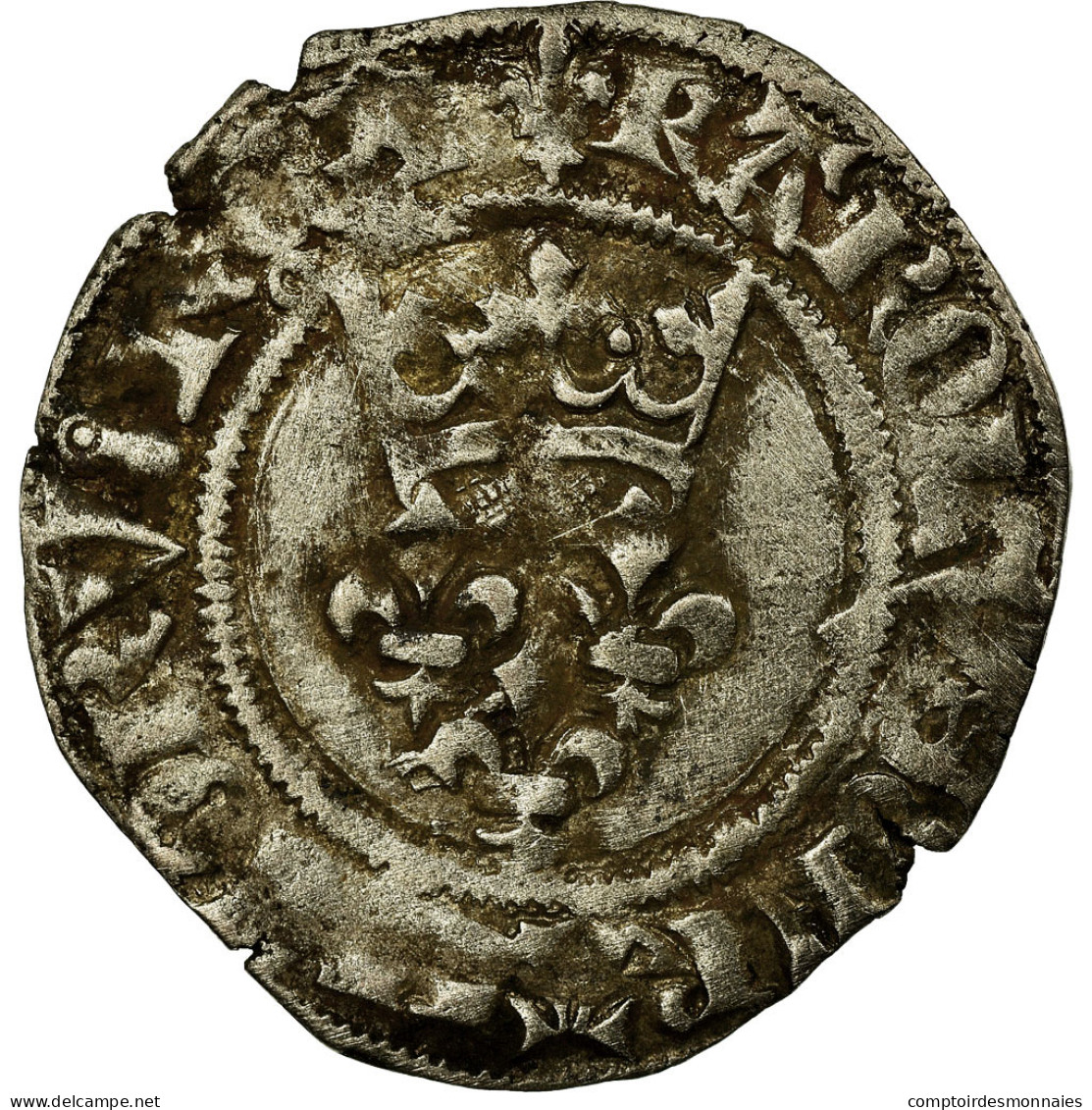 Monnaie, France, Charles VI, Florette, Saint-Quentin, TB+, Billon, Duplessy:387D - 1380-1422 Charles VI Le Fol