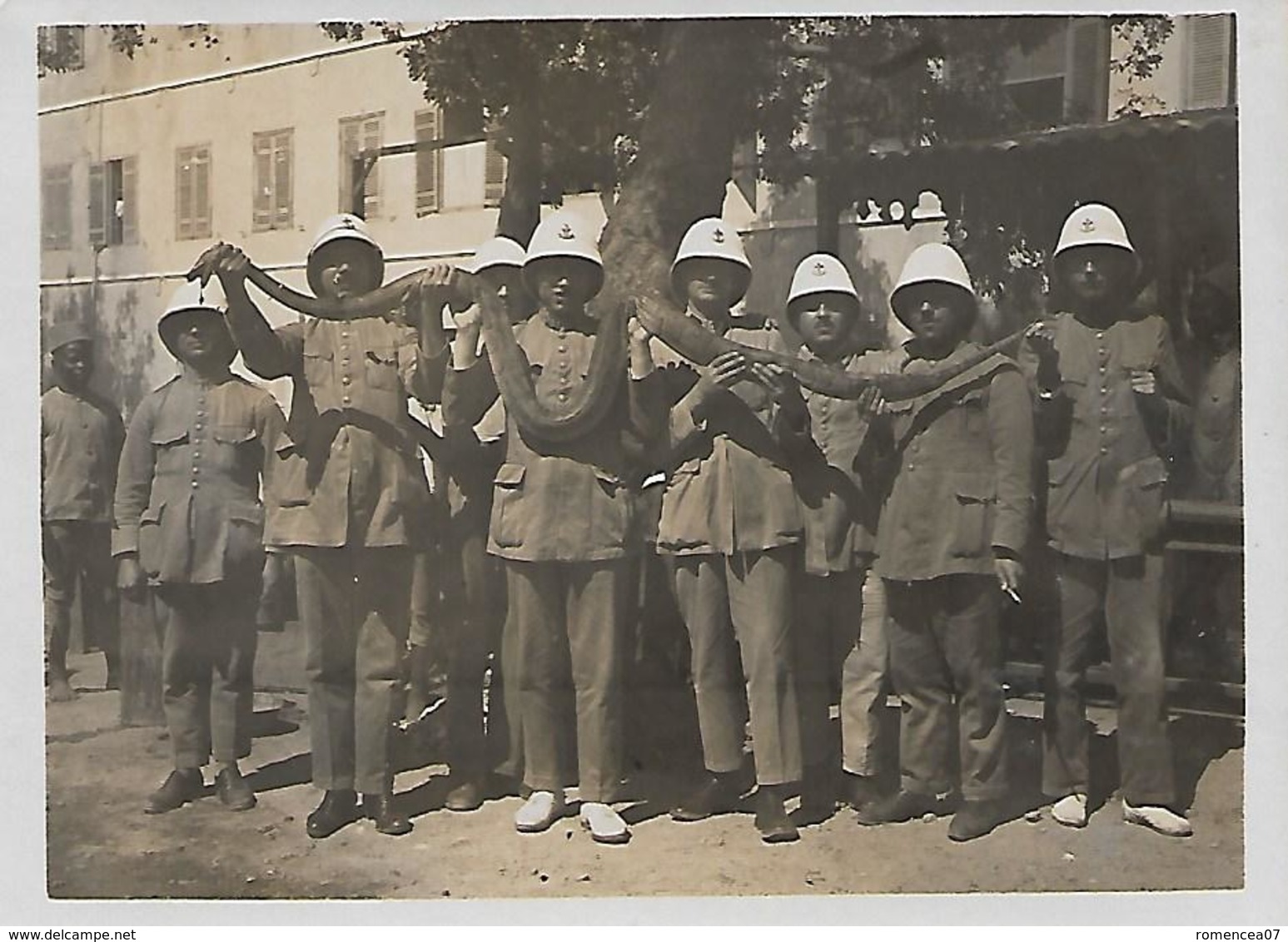 ROYAUME-UNI - TROUPE COLONIALE BRITANNIQUE - Soldats Portant Un Boa ! - Vers 1930 - Photo - Serpent - Animal - A Voir ! - Guerre, Militaire