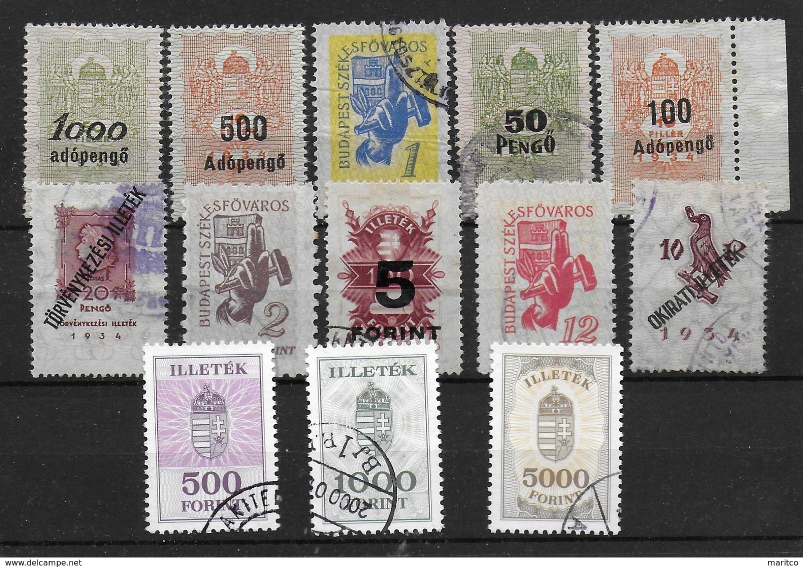 Hungary Revenue Stamps Revenues Stempelmarken Fiscal - Revenue Stamps