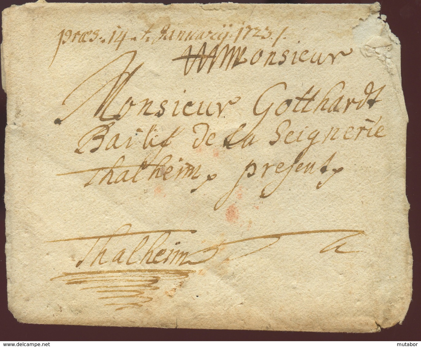 1723  Bfh. N. Thalheim - Préphilatélie