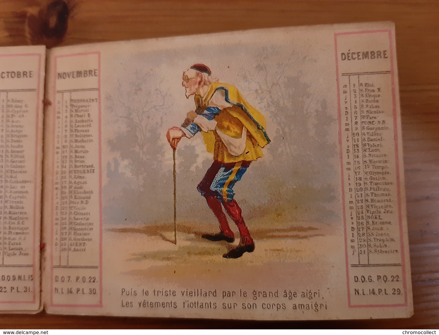 chromo almanac calendrier 1868 Rimmel parfumeur les sept ages de Shakespeare Londres Paris rue de l'Ecuyer 51 Bruxelles