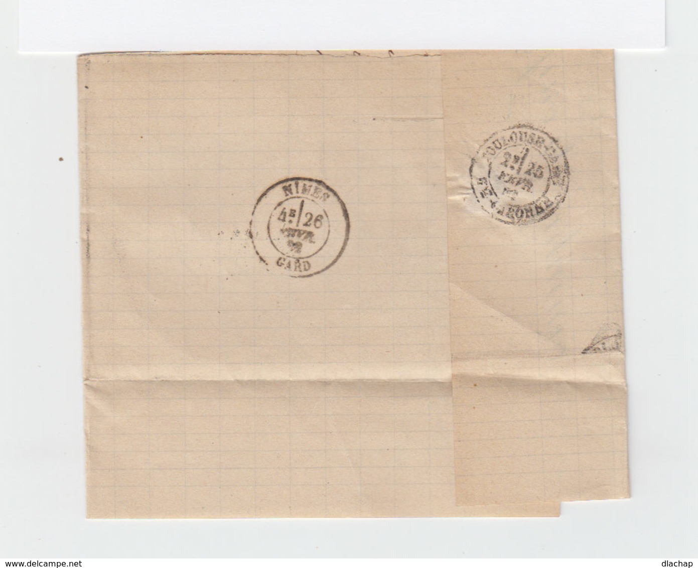 Sur Partie De Lettre Pour Nîmes Type Sage 15 C. Bleu CAD Castelsarrasin 1882. Cachet Nîmes Et Toulouse. (1112x) - 1877-1920: Période Semi Moderne