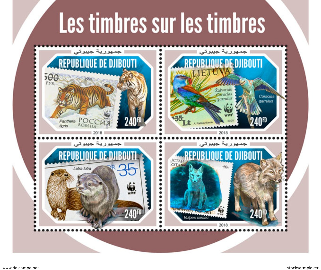 Djibouti 2018    Fauna Stamps On Stamps   WWF  S201901 - Djibouti (1977-...)