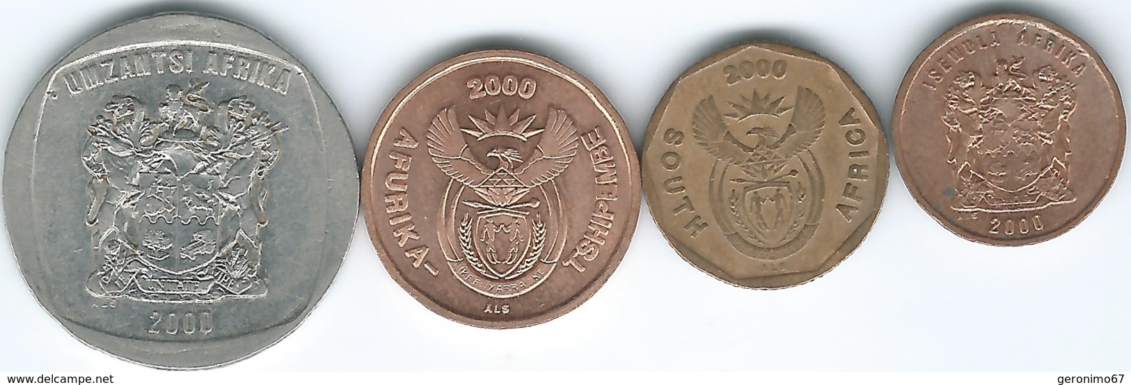 South Africa - 2000 - 1, 2 & 10 Cents; 2 Rand - Afrique Du Sud